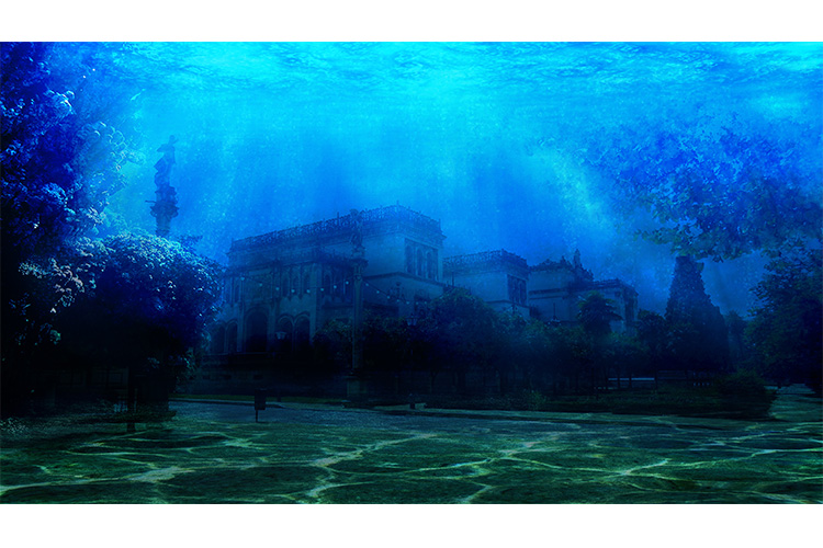 Photomontage print Séville underwater